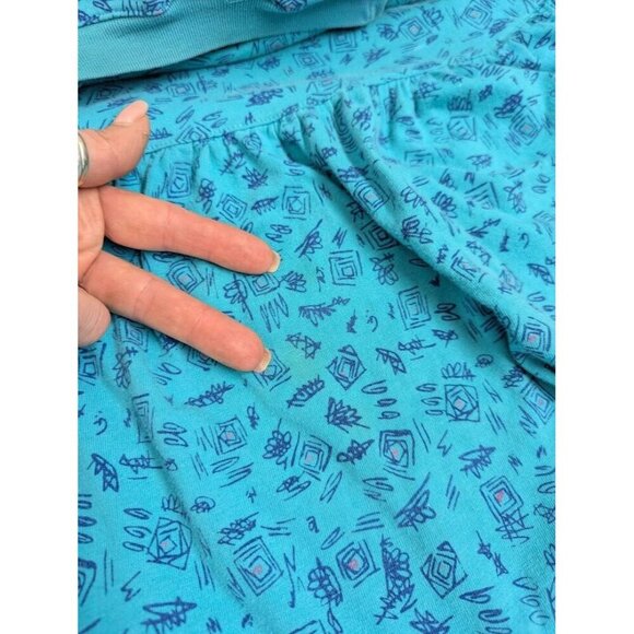 H.C. Ellicot womens sz small 1990s shirt dress whimsical print teal blue pink C4 - Picture 11 of 11